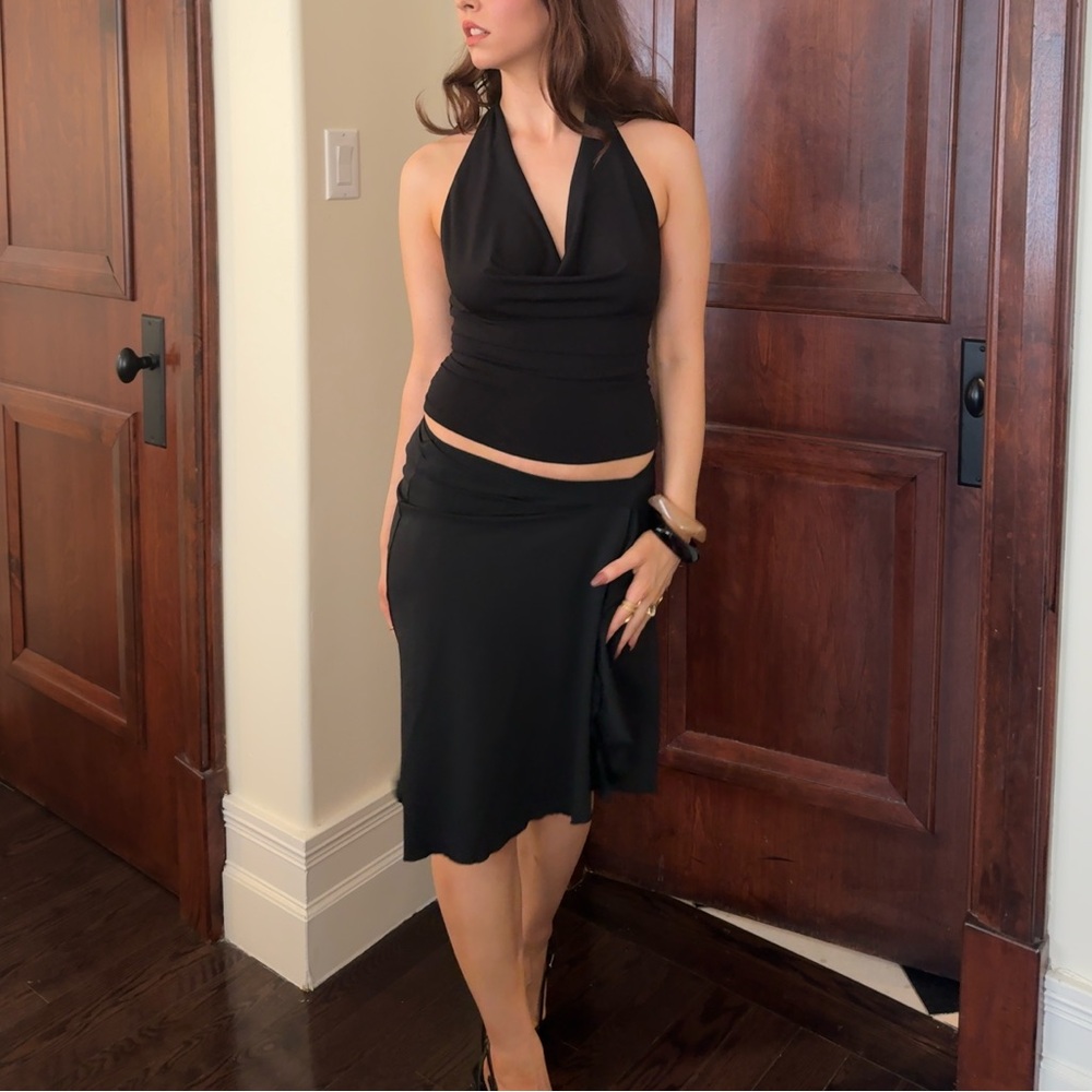 Peppermayo Flowy Black Midi Skirt